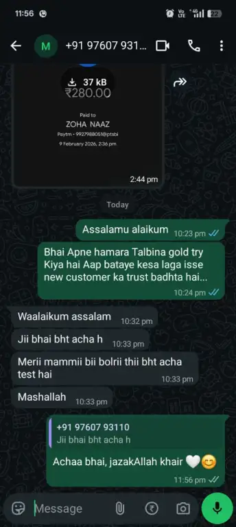 Customer Review - Talbina Gold Rehmad Naturals