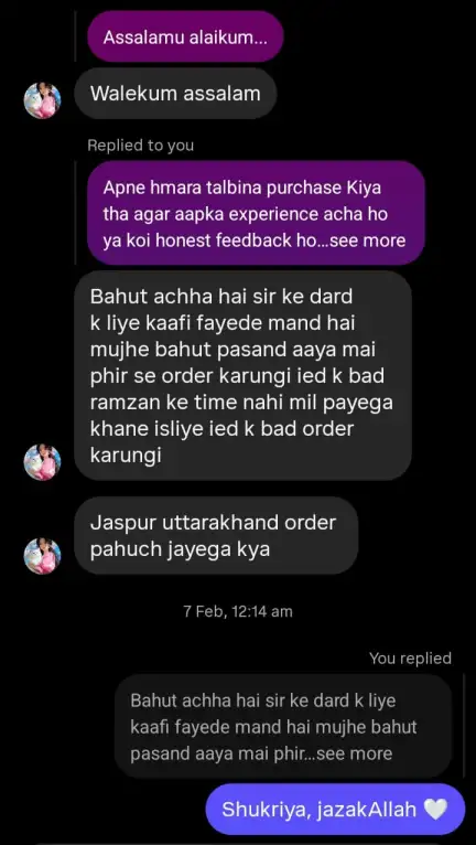 Customer Review - Talbina Gold Rehmad Naturals